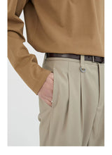 Double Pleated Wide Cropped Suit Pants