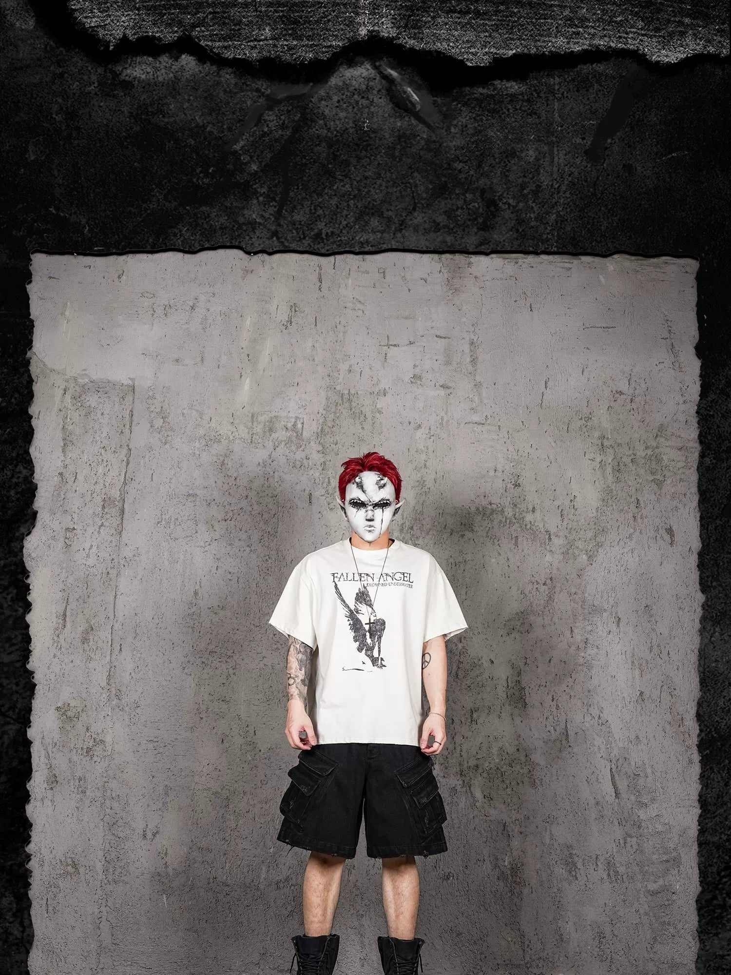 Distressed Fallen Angel Printed Vintage Tee