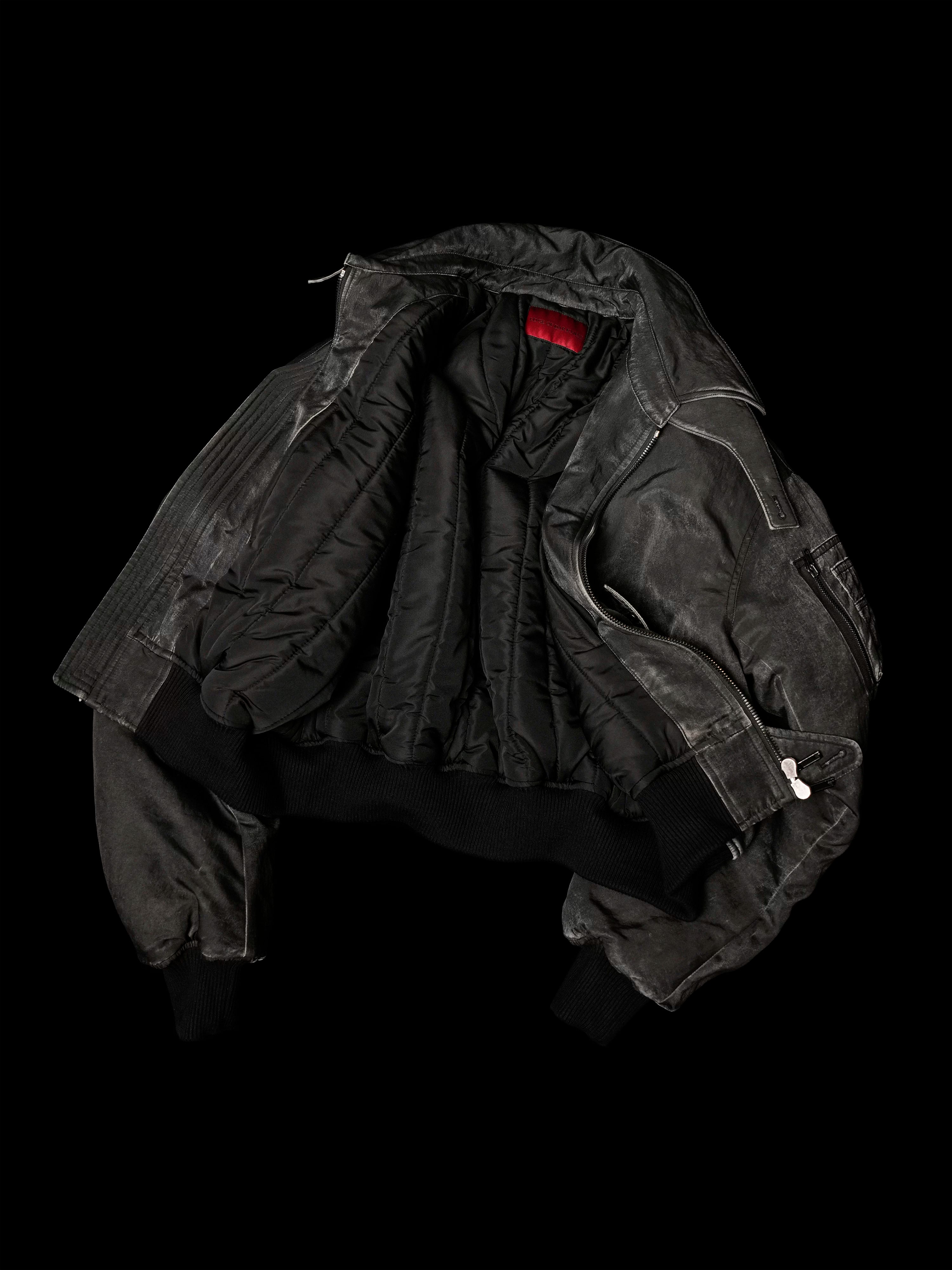 Distressed Boxy Two-Tone 3M Fleece Bomber