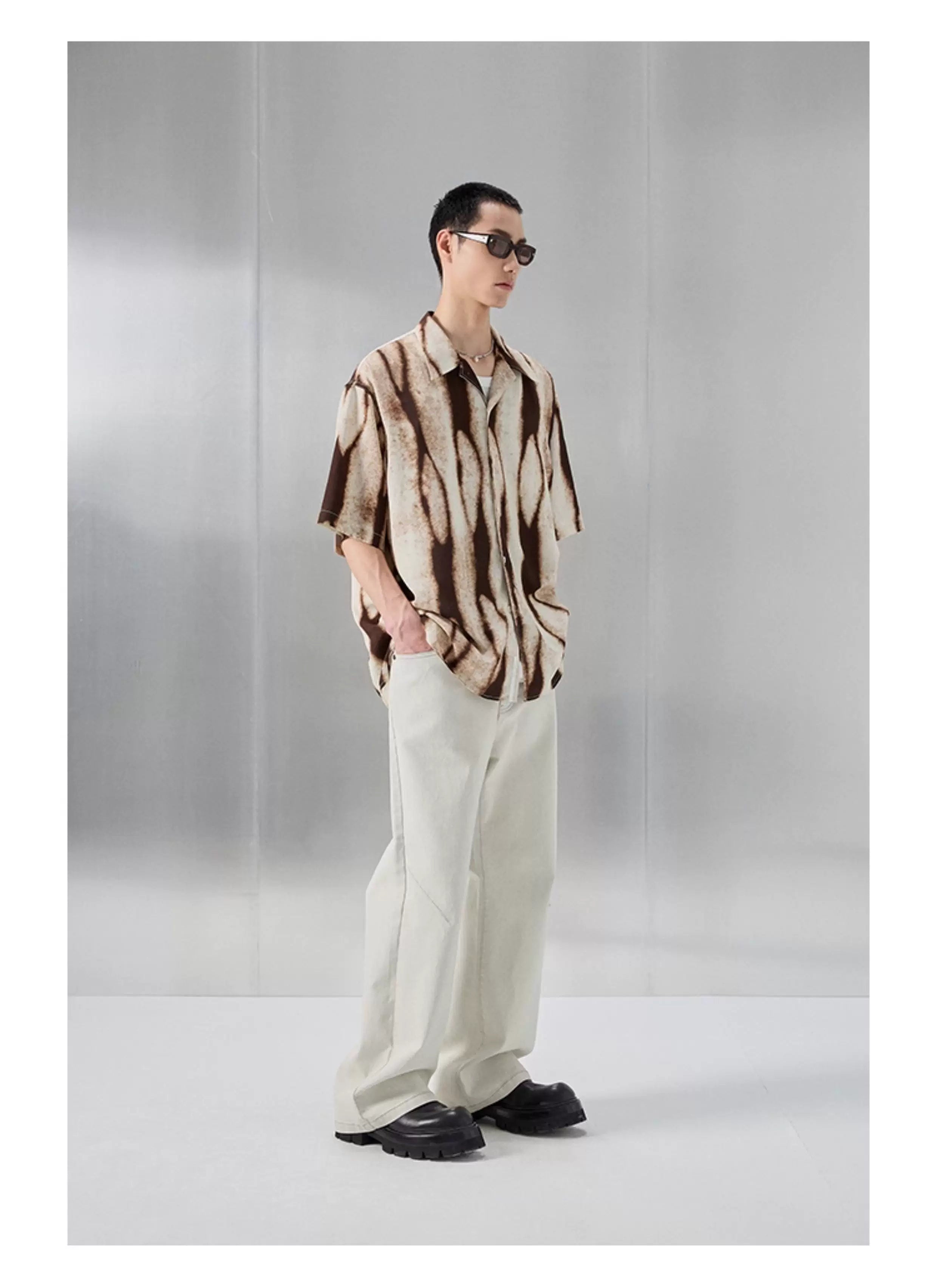 Printed Short Sleeve Cuban Collar Shirt