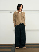 Color Block Collar Waffle Knit Sweater