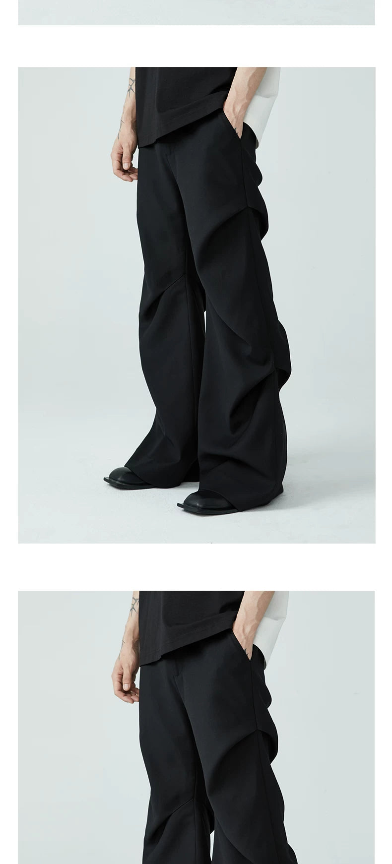 Men's Wrinkle Loose Flared Dress Pants