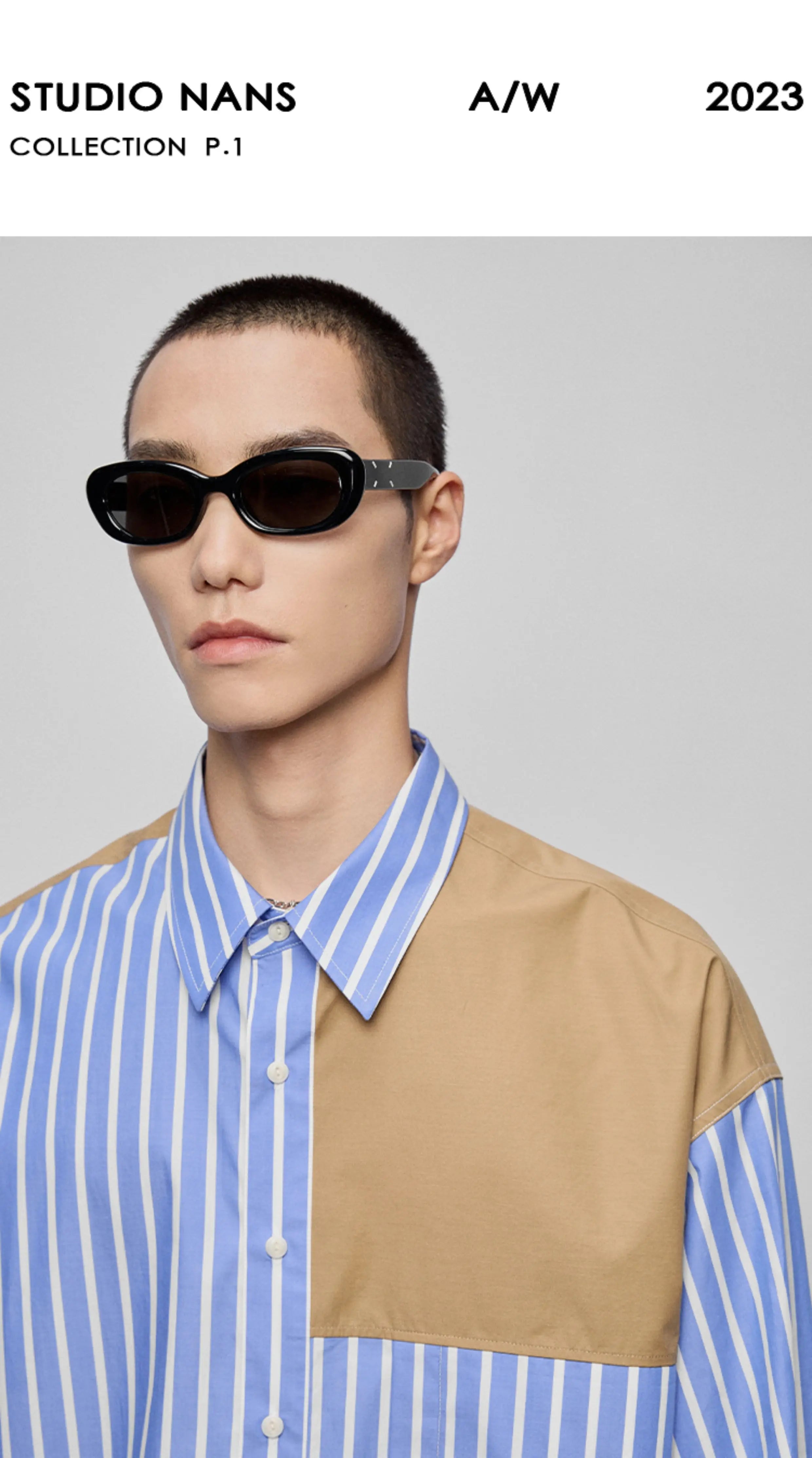 Color-block Striped Cotton Pocket Shirt