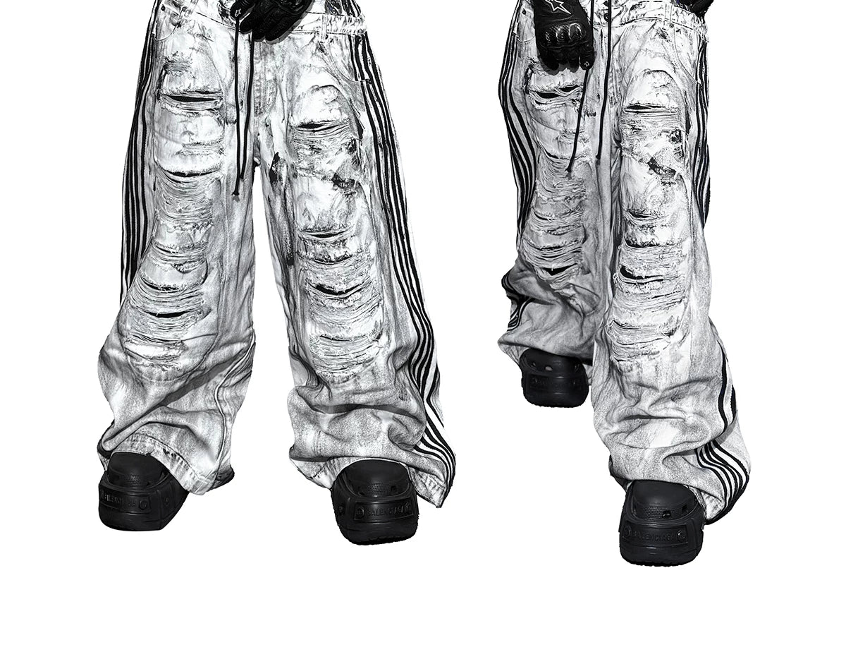 Wide Leg Two-In-One White Canvas Pants