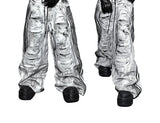 Wide Leg Two-In-One White Canvas Pants