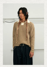 Color Block Collar Waffle Knit Sweater