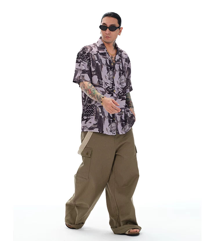 Men's Loose Multi-pocket Flare Cargo Pants