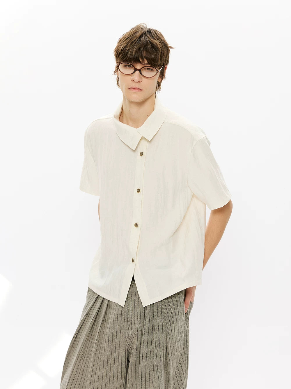 Linen Lyocell Short-Sleeve Shirt