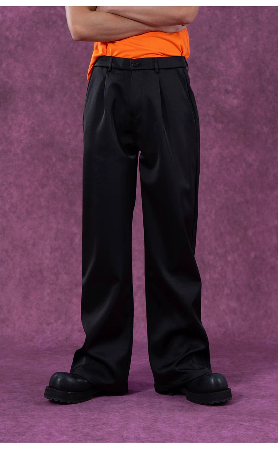 Men's Loose Satin Straight Leg Pants