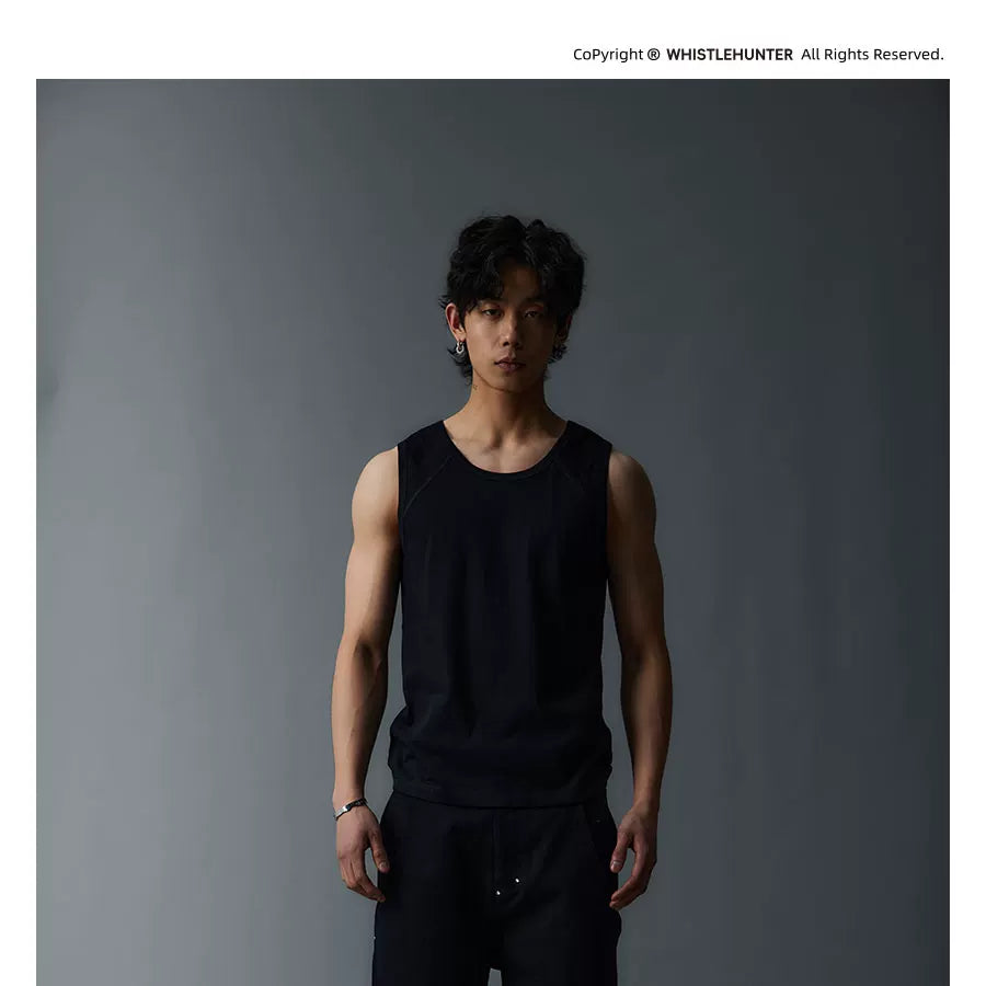 Black Double Layer Slim Tank Top