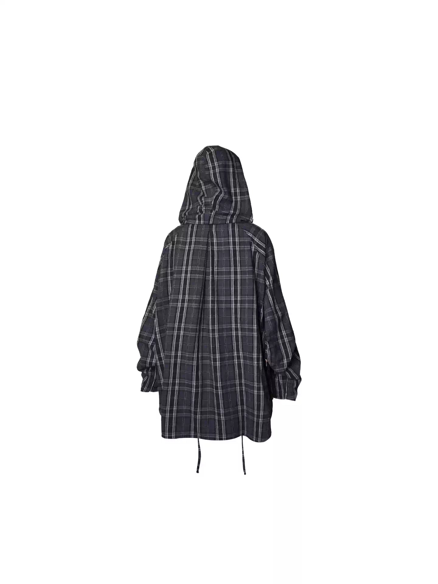 Dual Style Mid-Length Plaid Shirt Smock