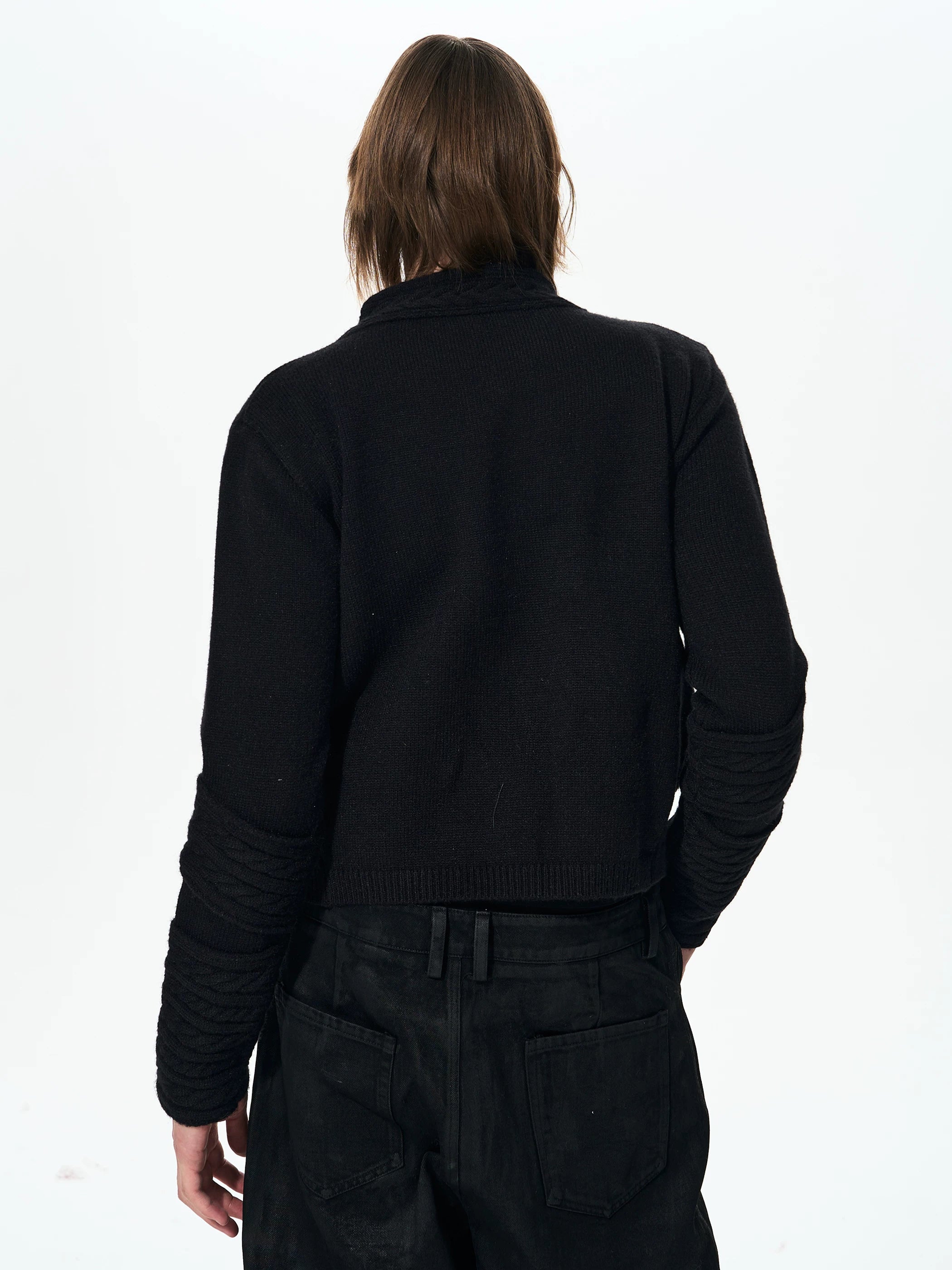 Men's Black Knit Sweater Coat