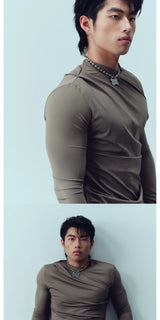 Wrinkled Slim Fit Long Sleeve Top