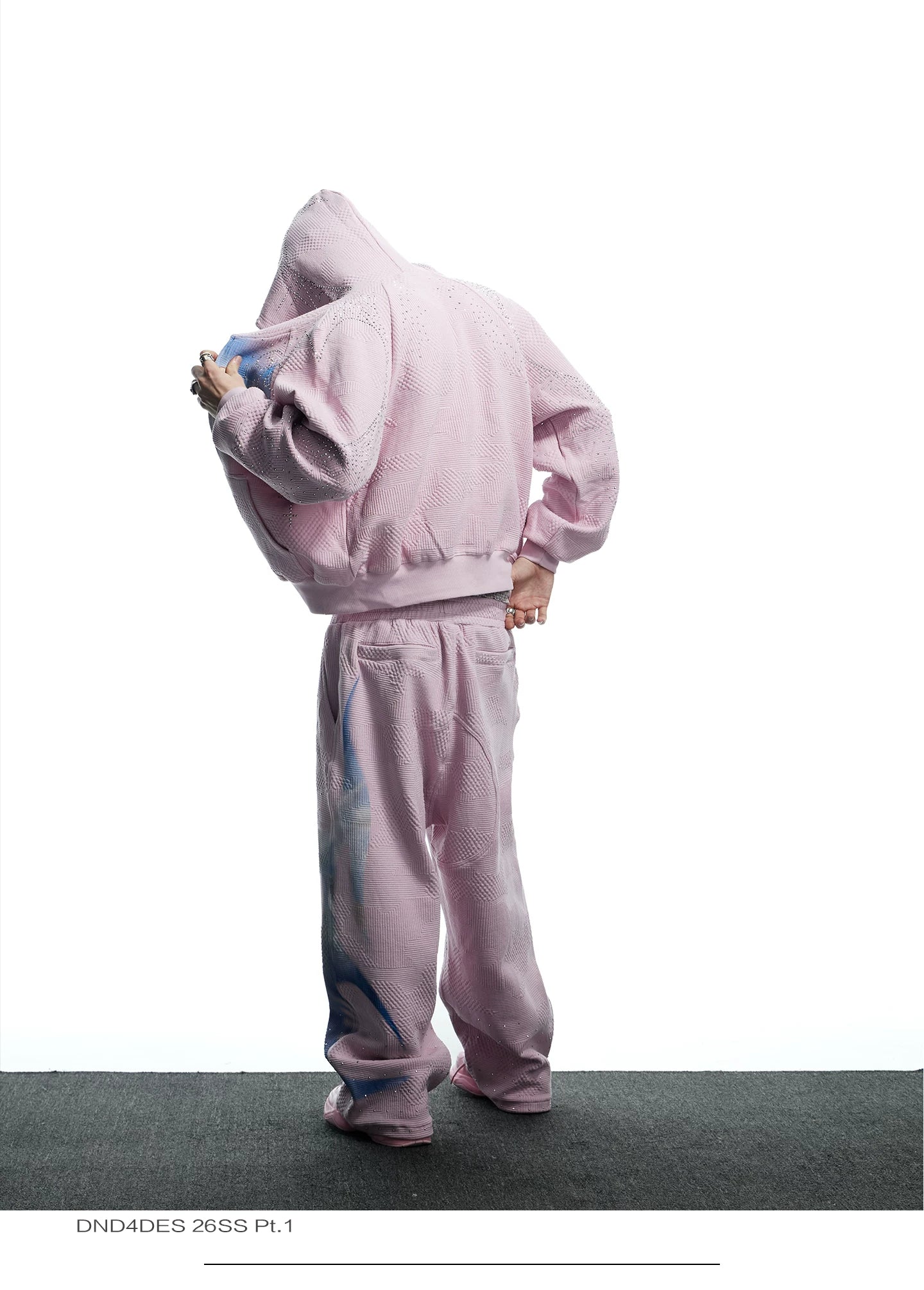 Vintage Pink Embellished Dual Waistband Sweatpants