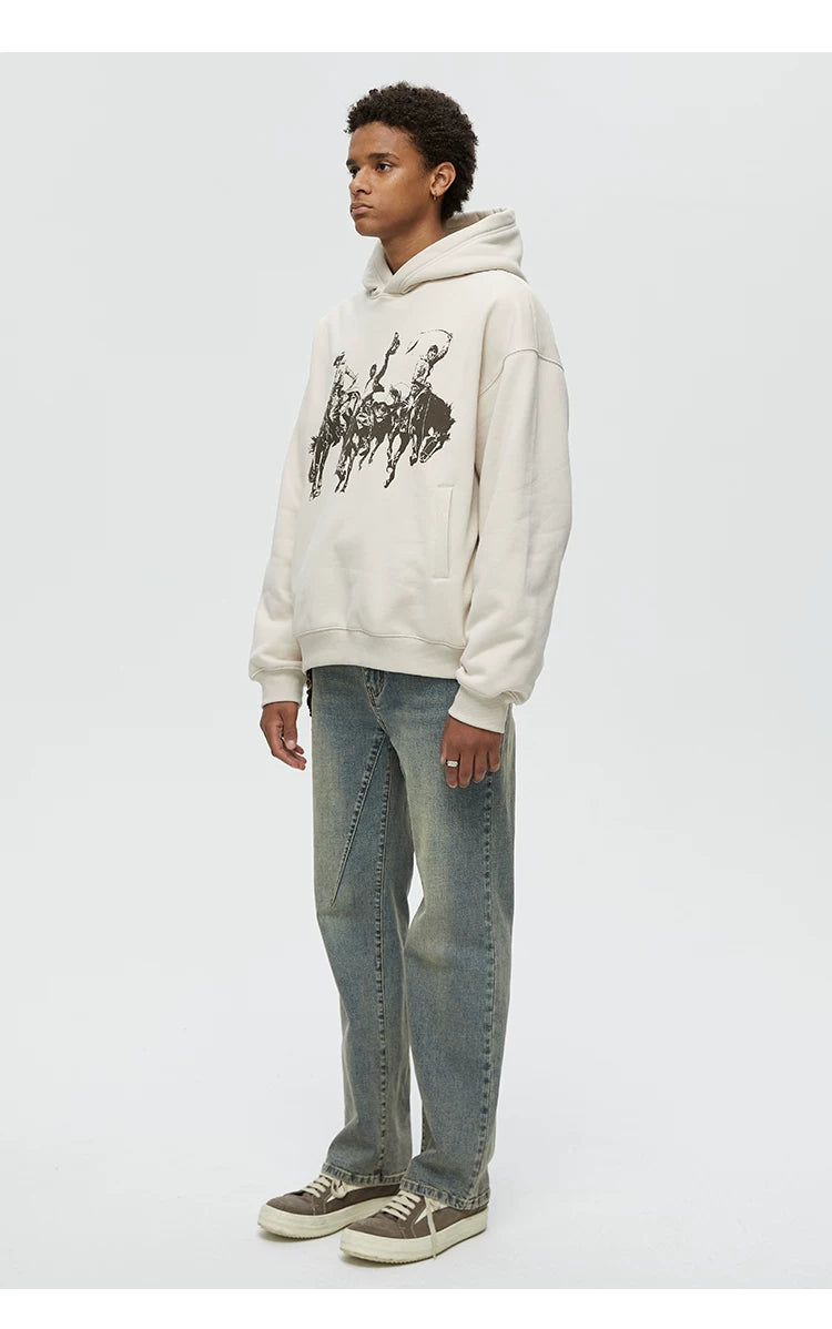 Vintage Print Men's Thick Hoodies