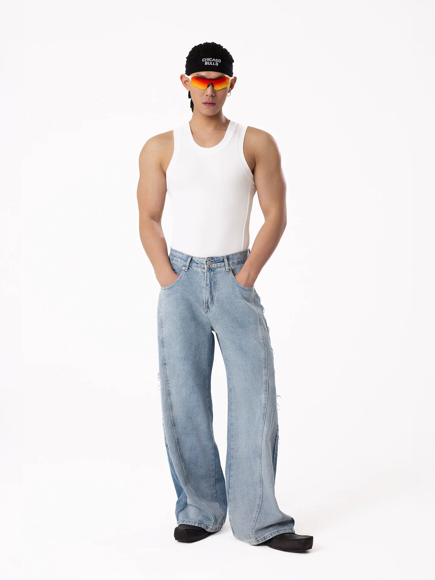 Men's Blue Gradient Distressed Jeans
