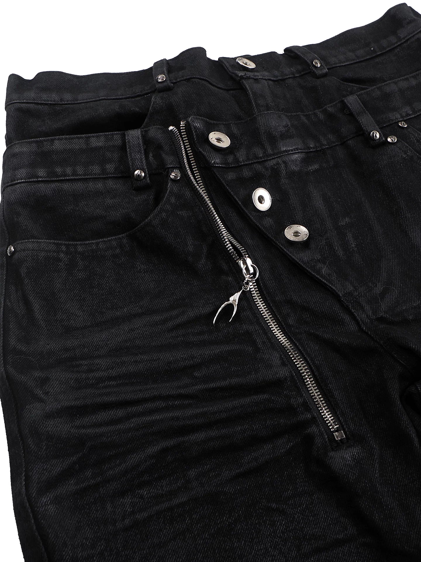 Double Waist Waxed Whiskered Skinny Jeans