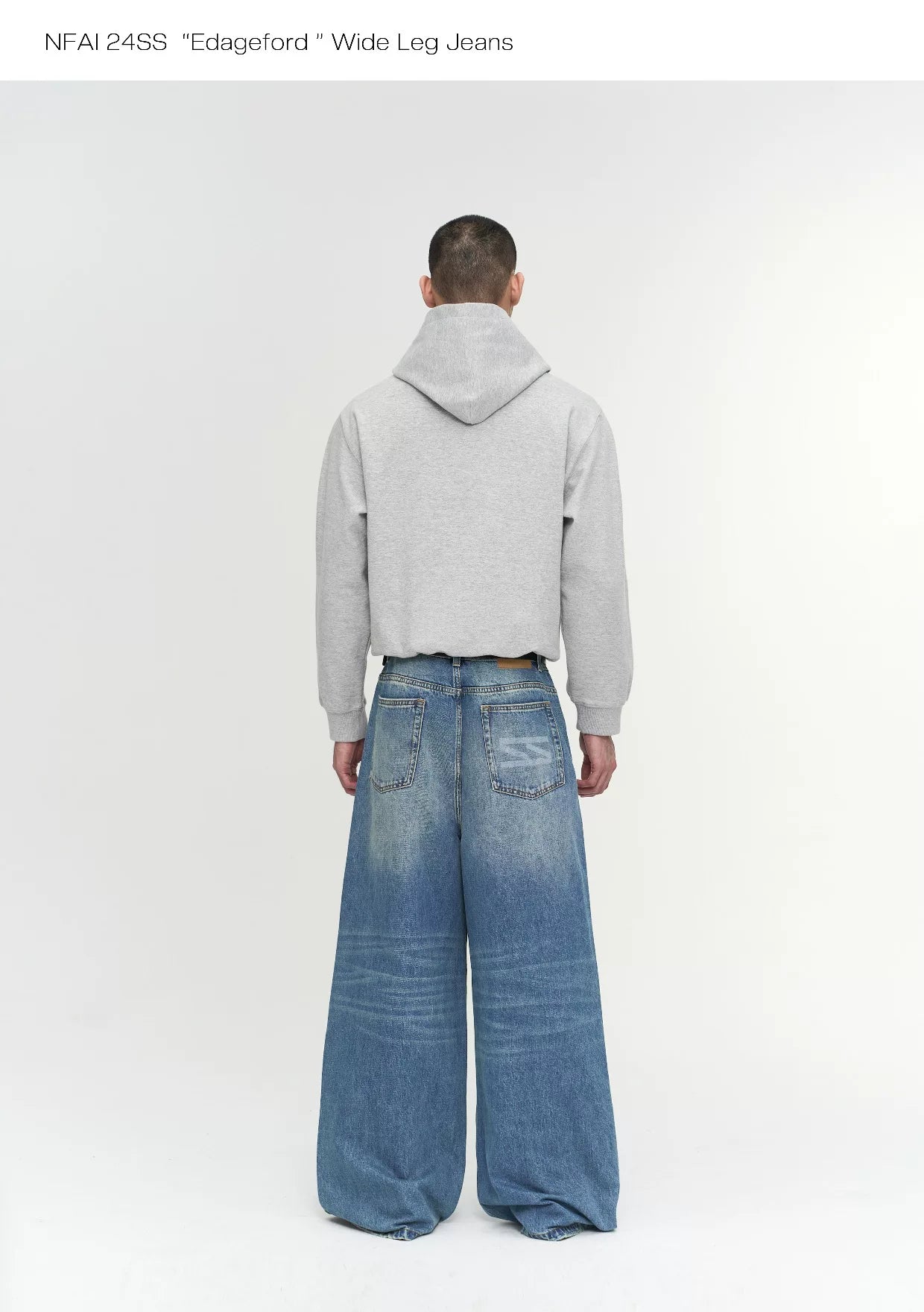 Wide Leg Cuffed Washed Jeans