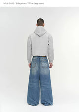 Wide Leg Cuffed Washed Jeans