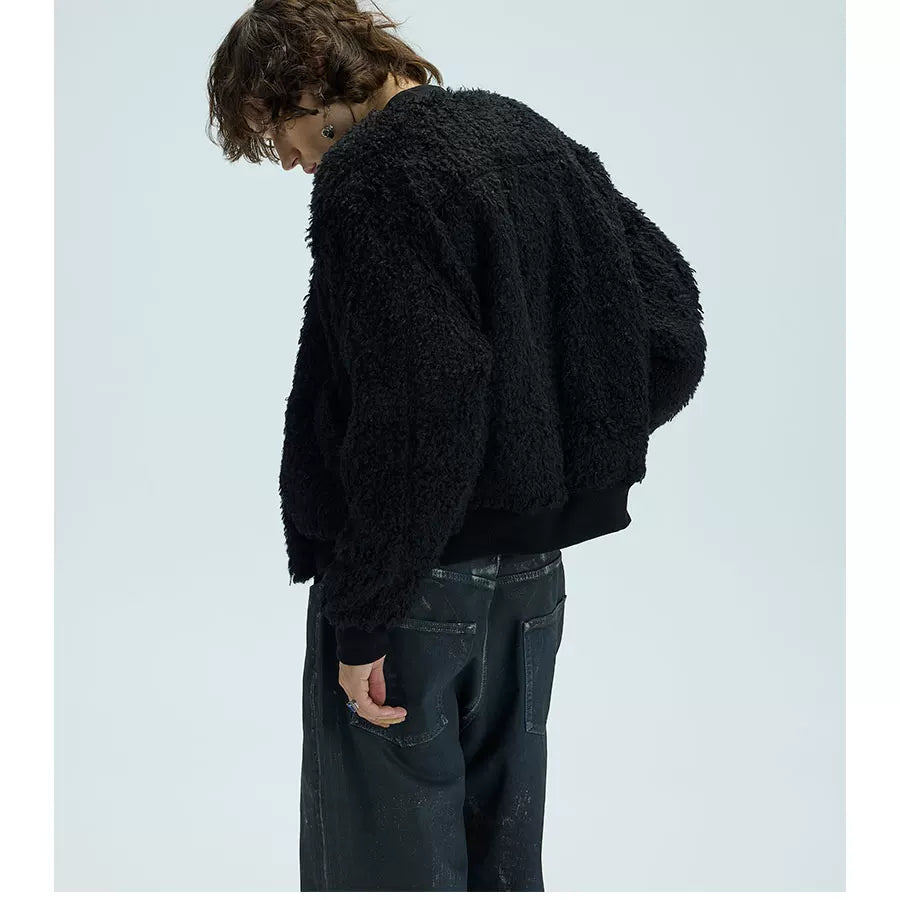 Warm Heavy Fur Bomber Puffer Coat