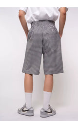 Men's Retro Black White Plaid Shorts