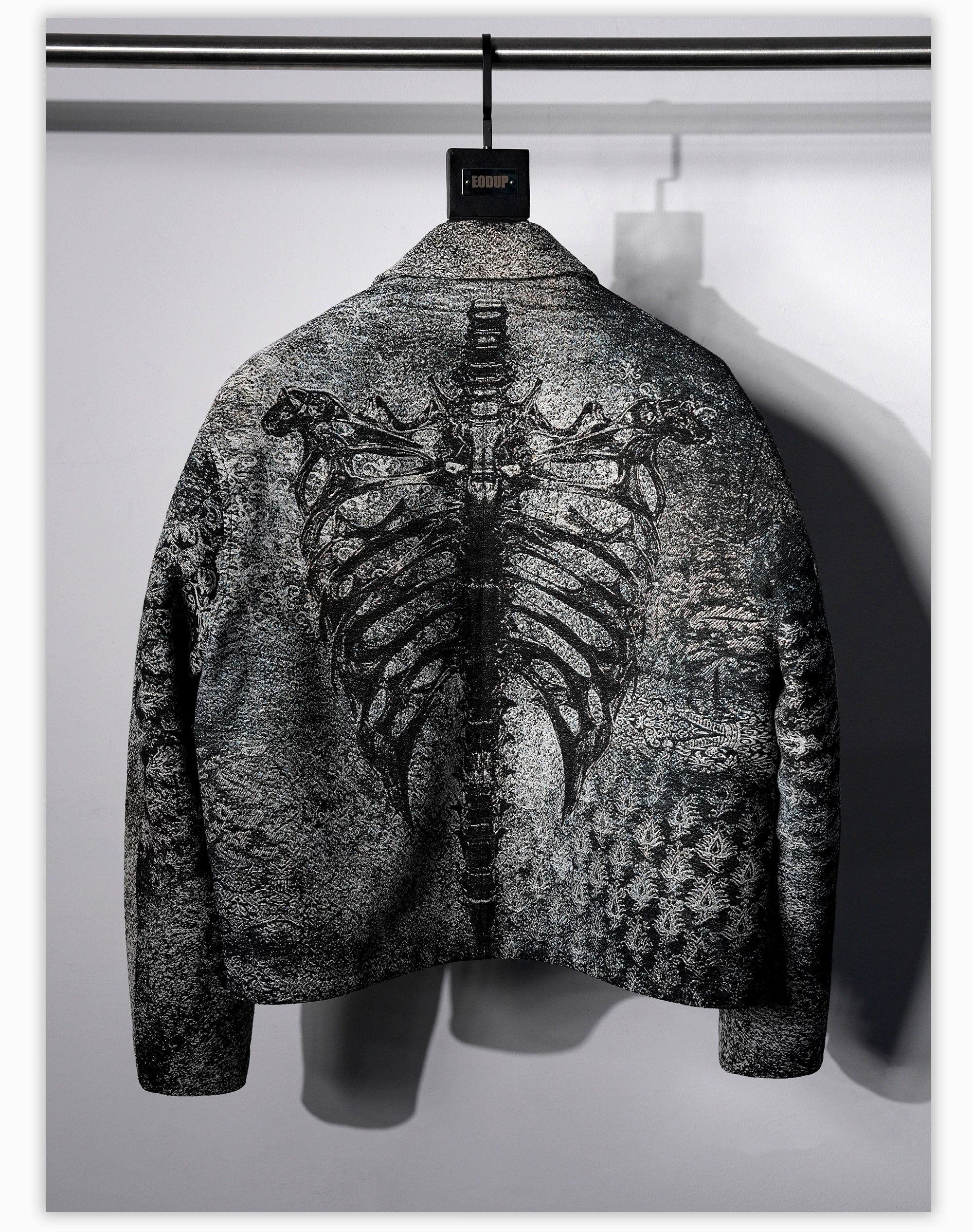 Dark Skeleton Embroidery Boxy Coat