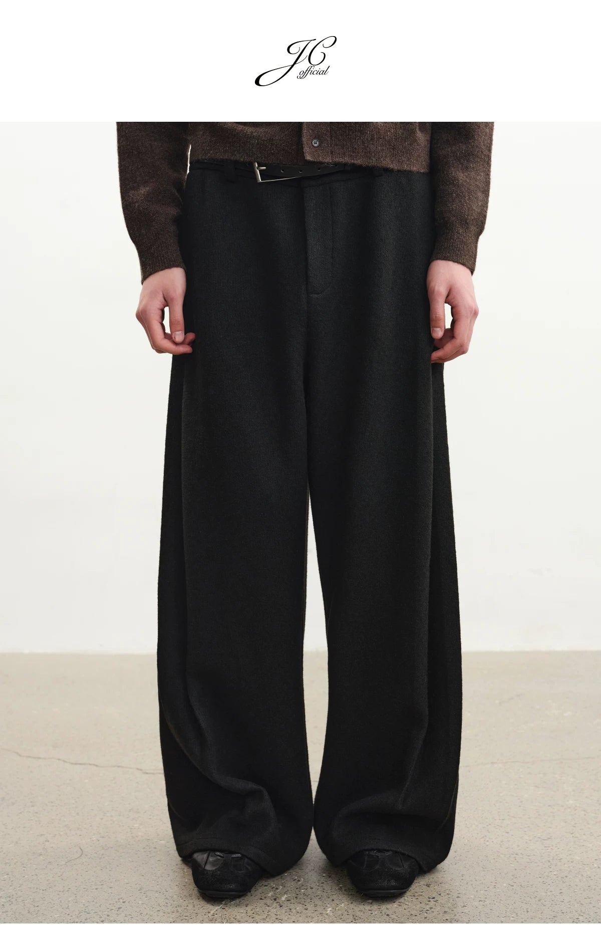 Loose Pleated Wool Pants