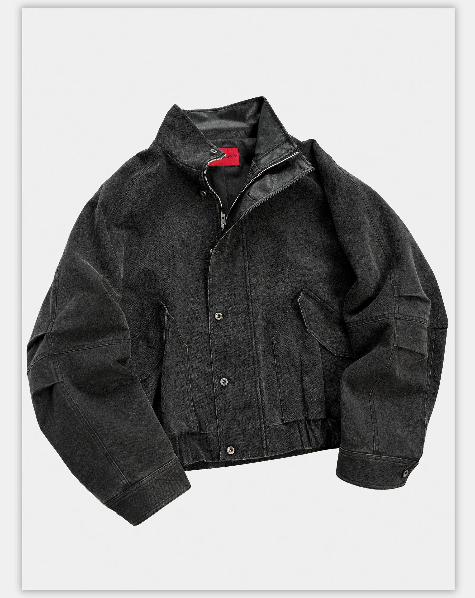 Loose Stand Collar Washed Canvas Coat