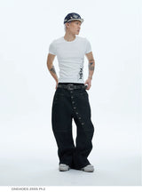 Cross Print Slim Crew Neck Tees