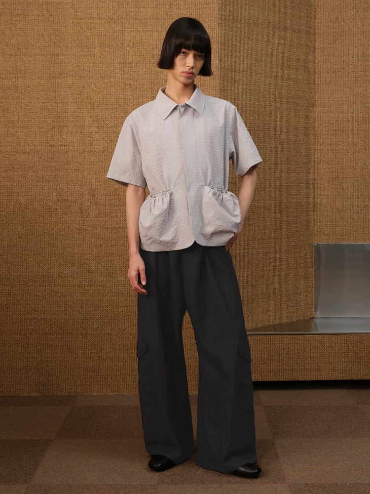 Wool Plaid Drop Crotch Cargo Pants