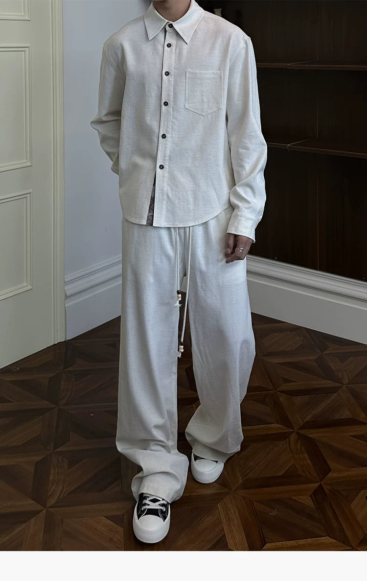 Long-sleeve Floral Color-block Tencel Linen Shirt