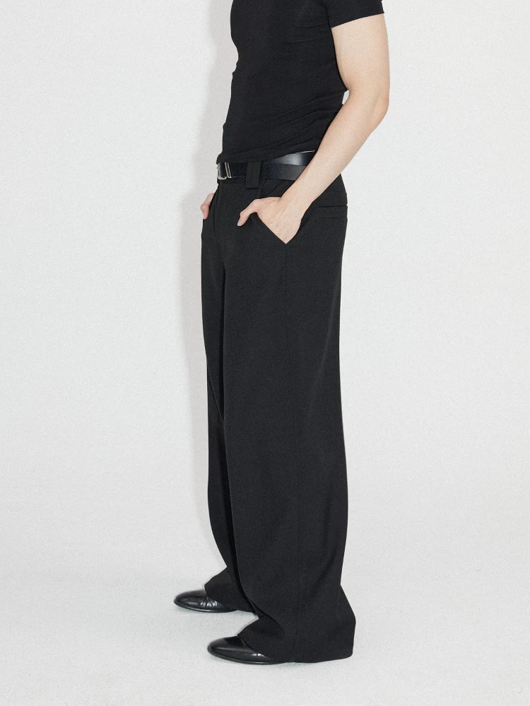 Wrinkle-resistant Wool-like Asymmetrical Cargo Dress Pants