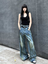 American Wide-Leg Washed Dirtyfit Jeans