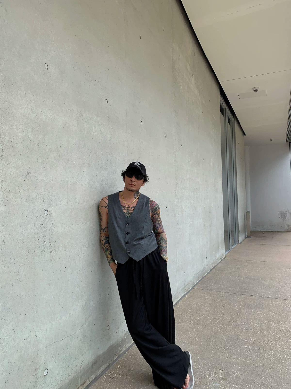 Vintage Sleeveless Grey Suit Vest