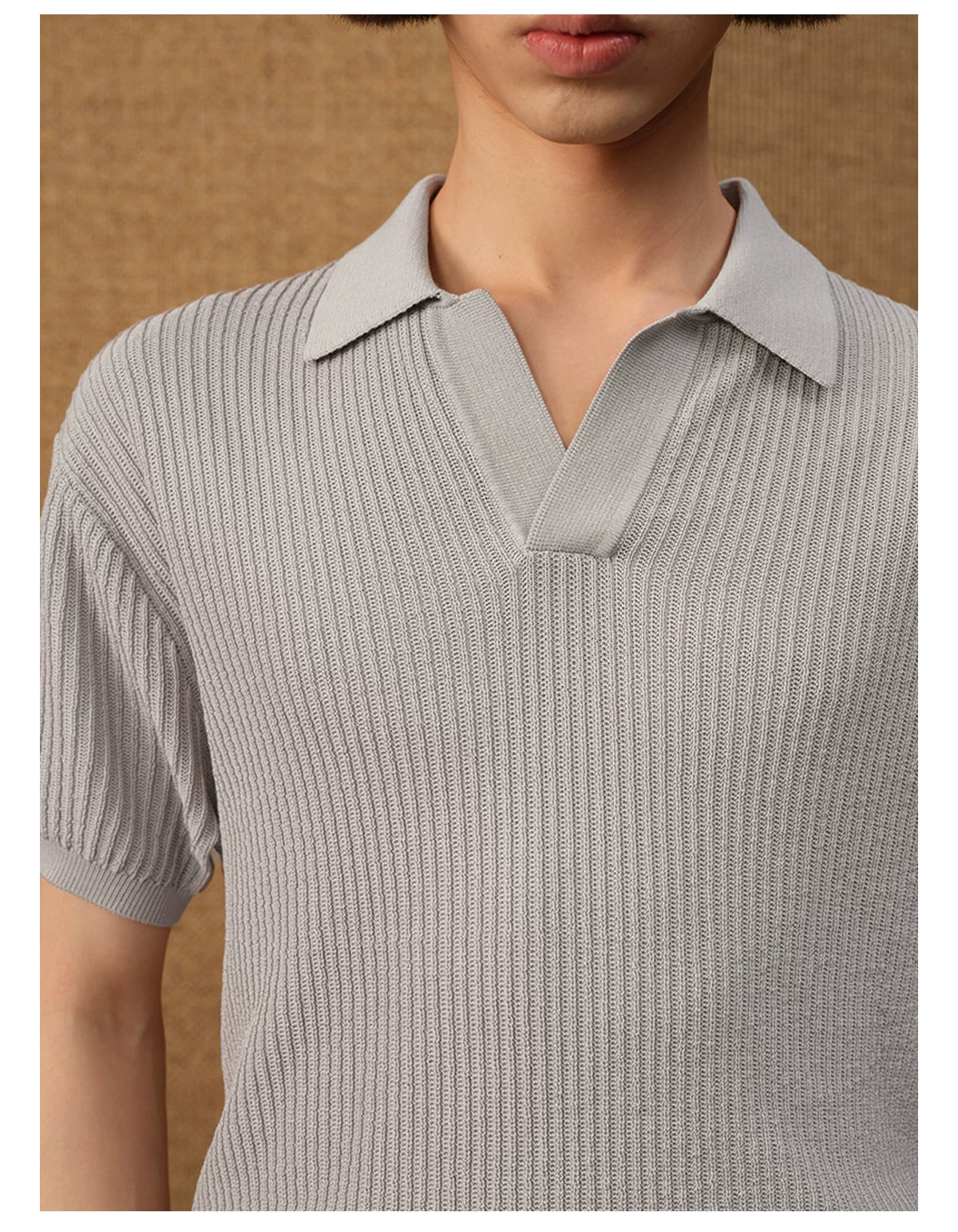 Polo Collar Ice Silk Knit Tees