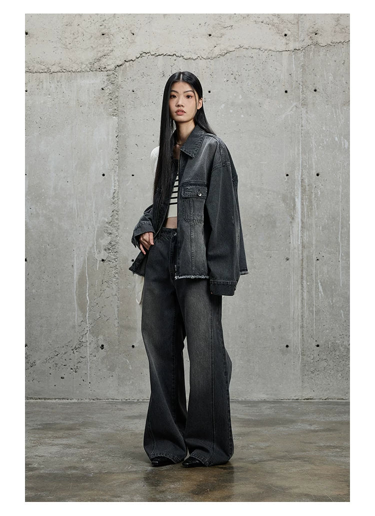 Vintage Washed Flared Denim Pants