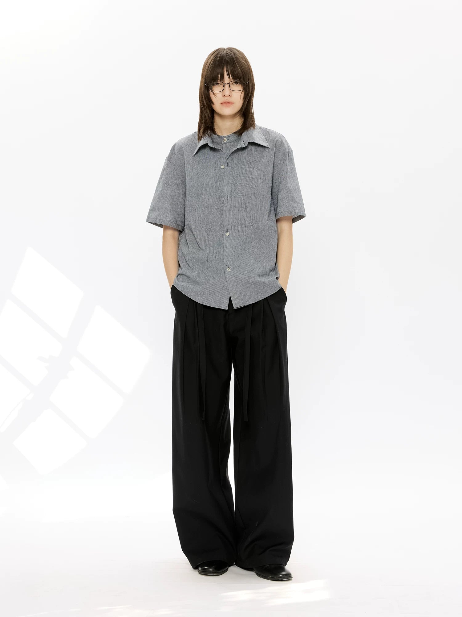 Men's Double-layered Short-sleeved Plaid Linen Shirt