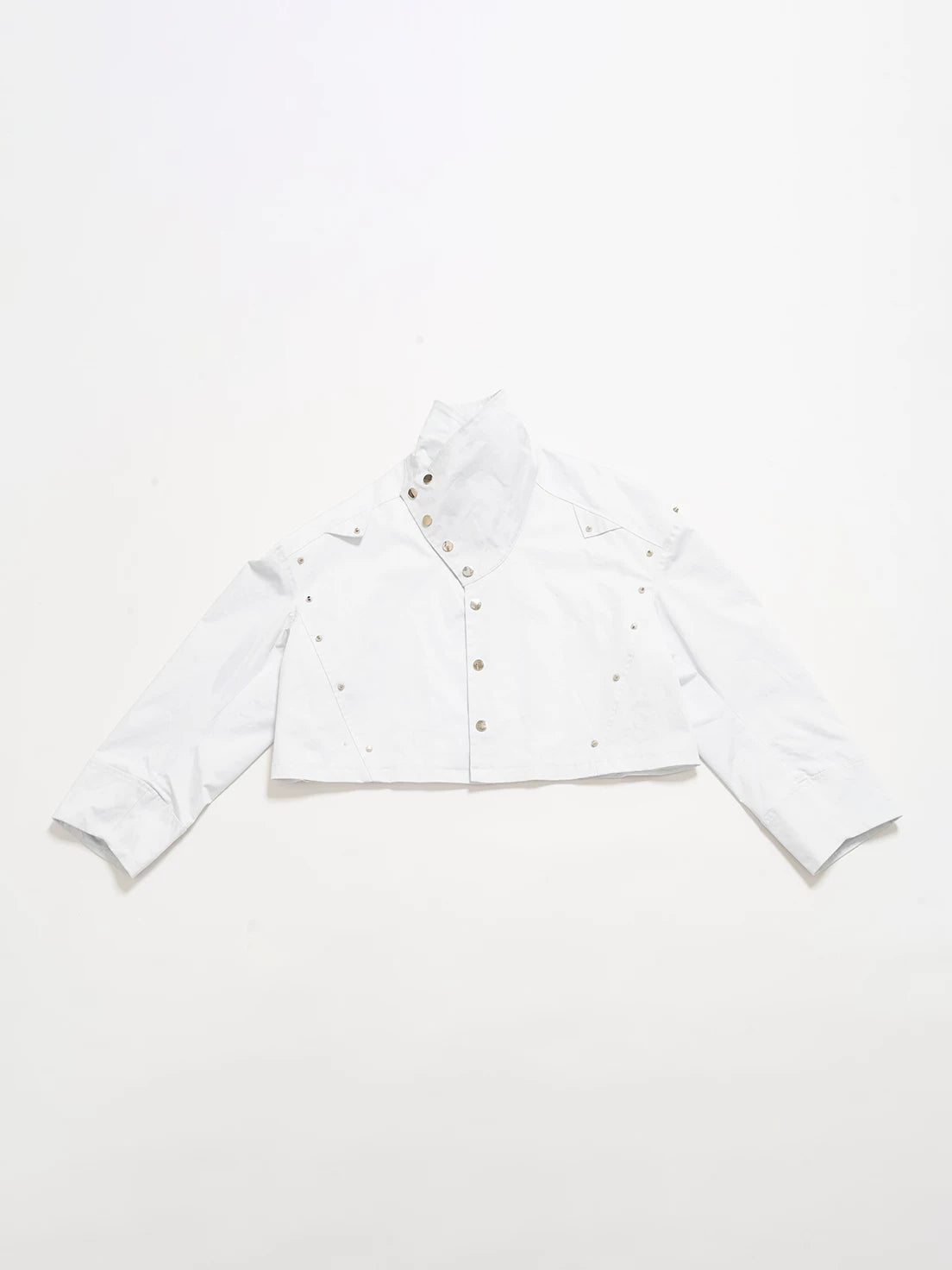 Oversized Cropped Stand Collar Riveted Jacket
