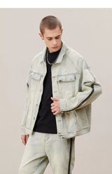 Mud Washed Distressed Denim Jacket