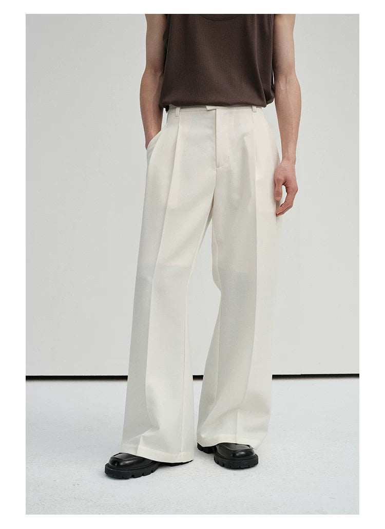 Waist-Adjustable Striped Flared Merino Wool Pants