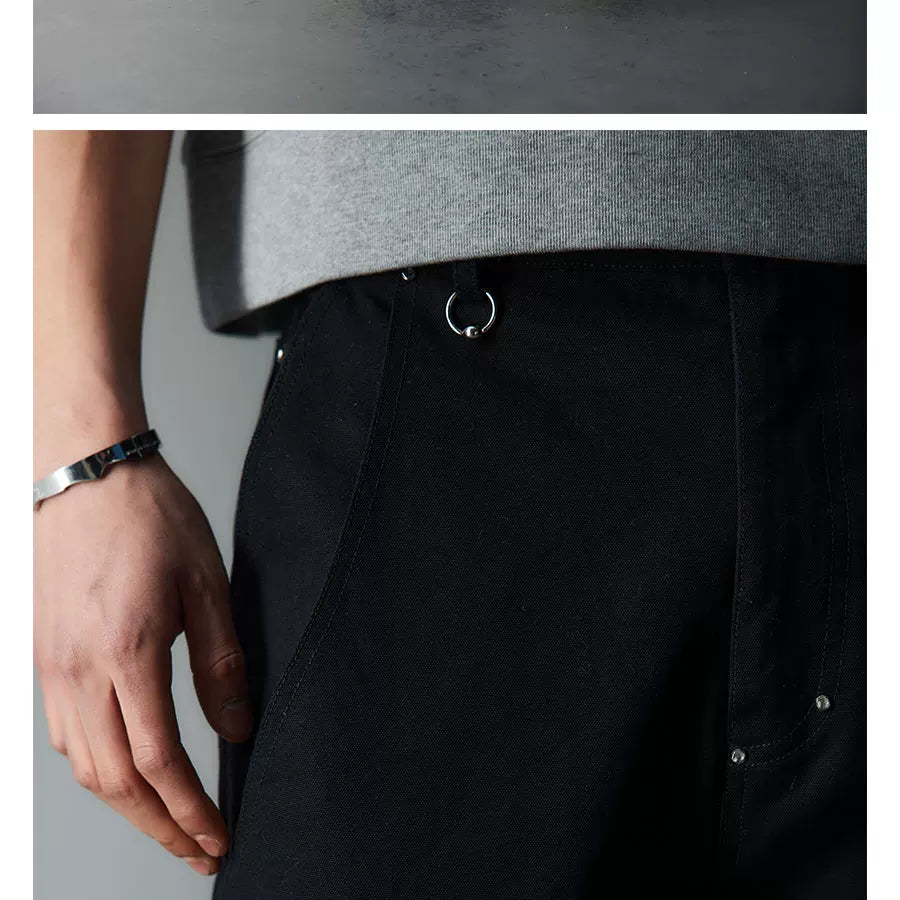Double Pocket Rhinestone Washed Cargo Pants