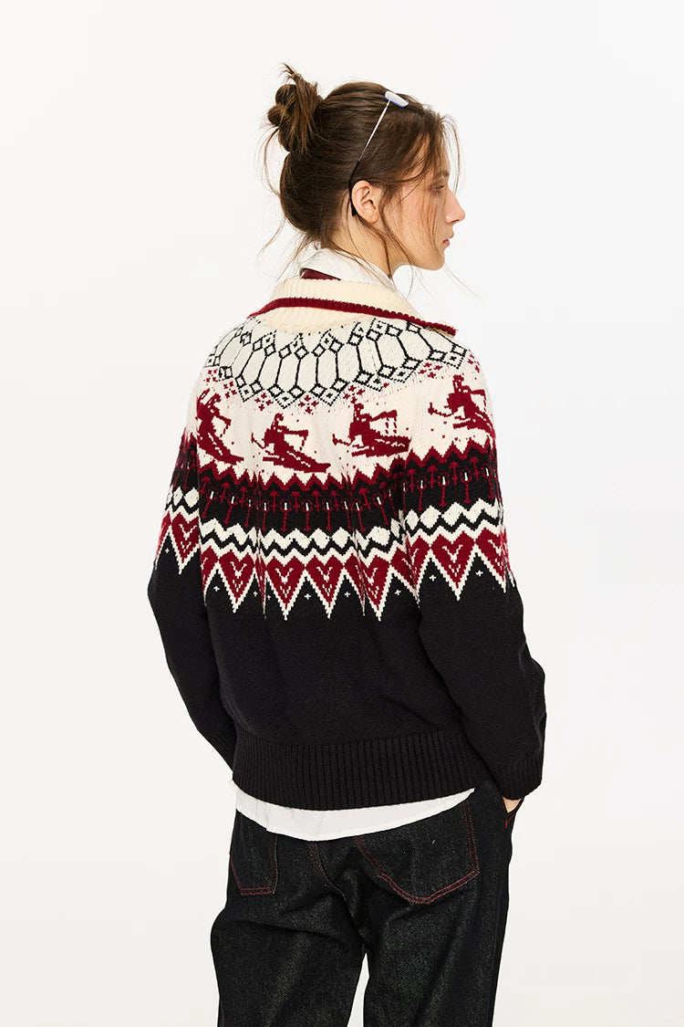 Fair Isle Color Block Cardigan