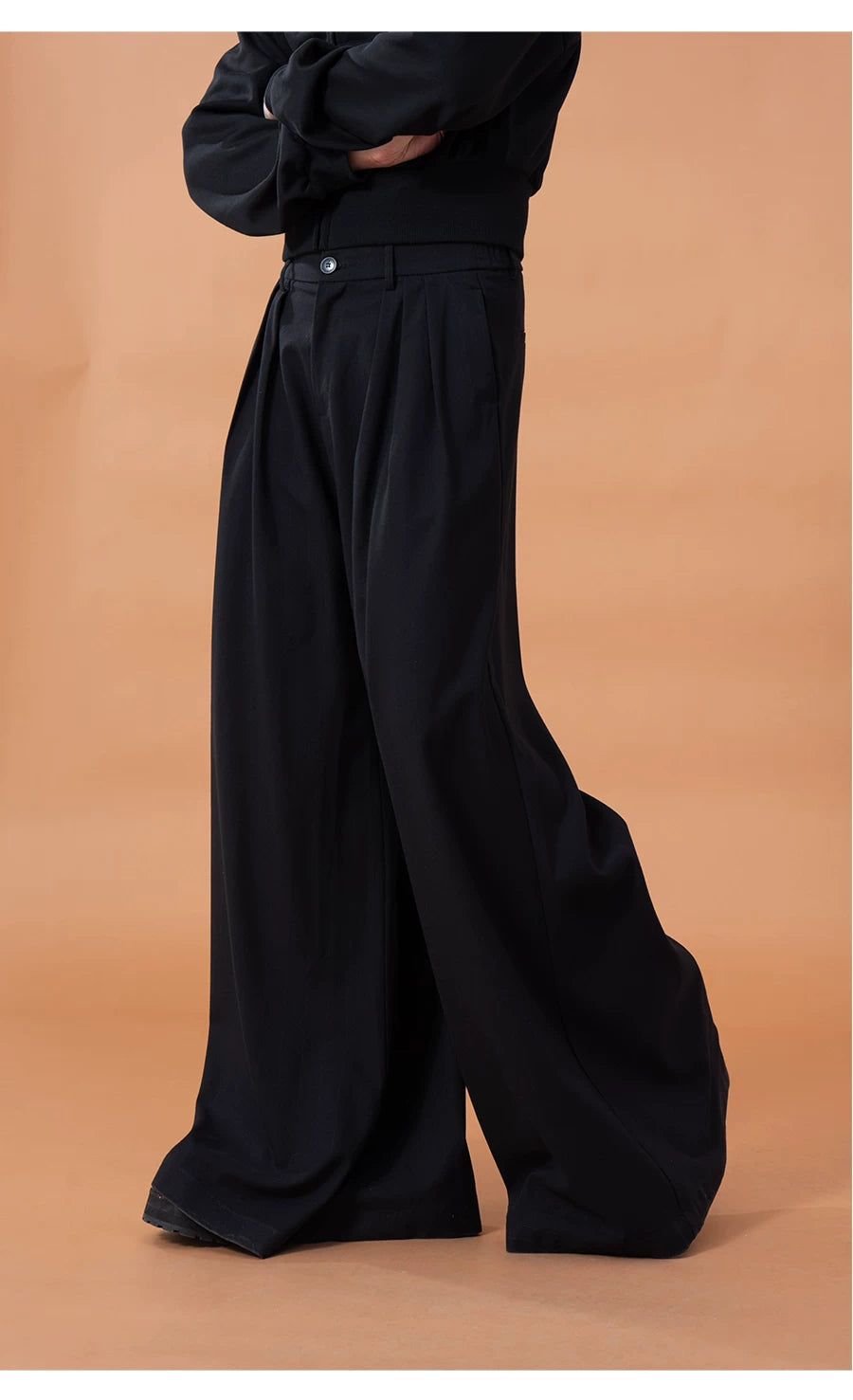 Men's Black Wide Leg Casual Pants