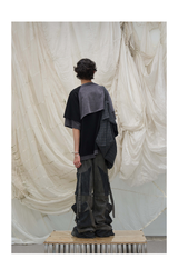 Detachable Hood Color Block Washed Tee
