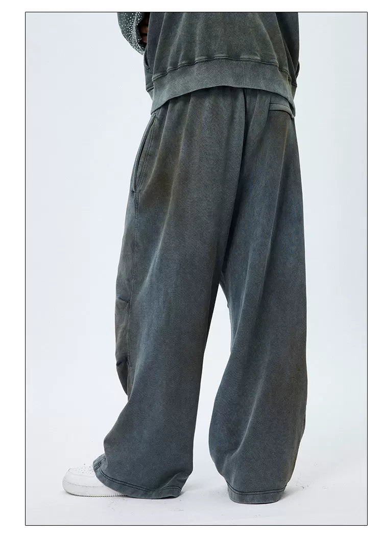 Vintage Washed Drawstring Wide Leg Sweatpants