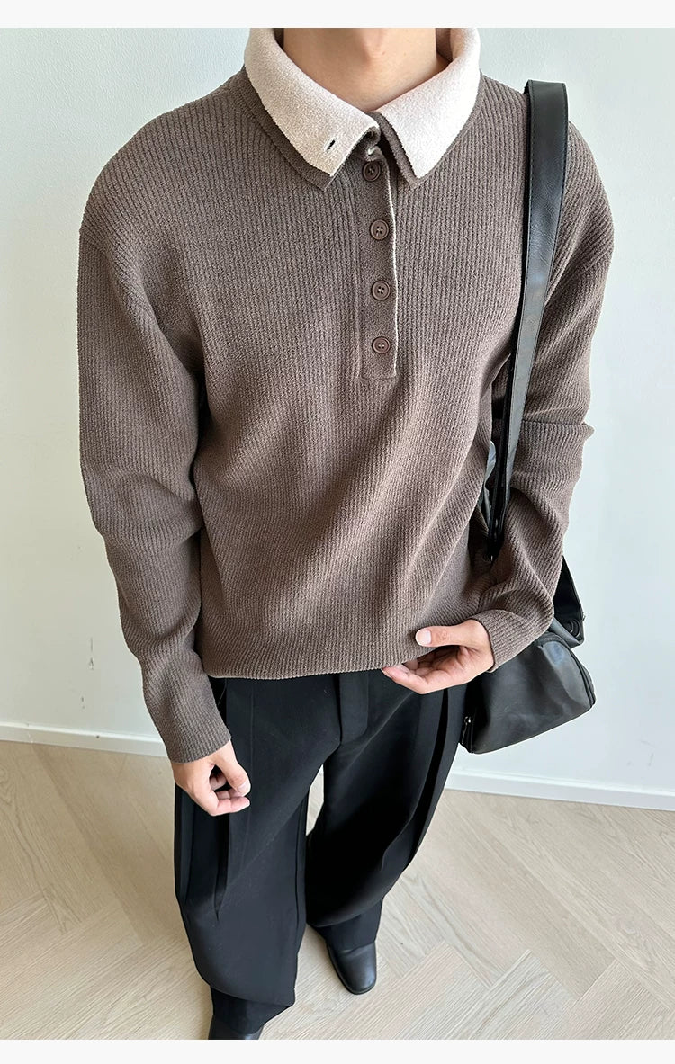 Reversible Two-in-One Stand Collar Sweater Coat