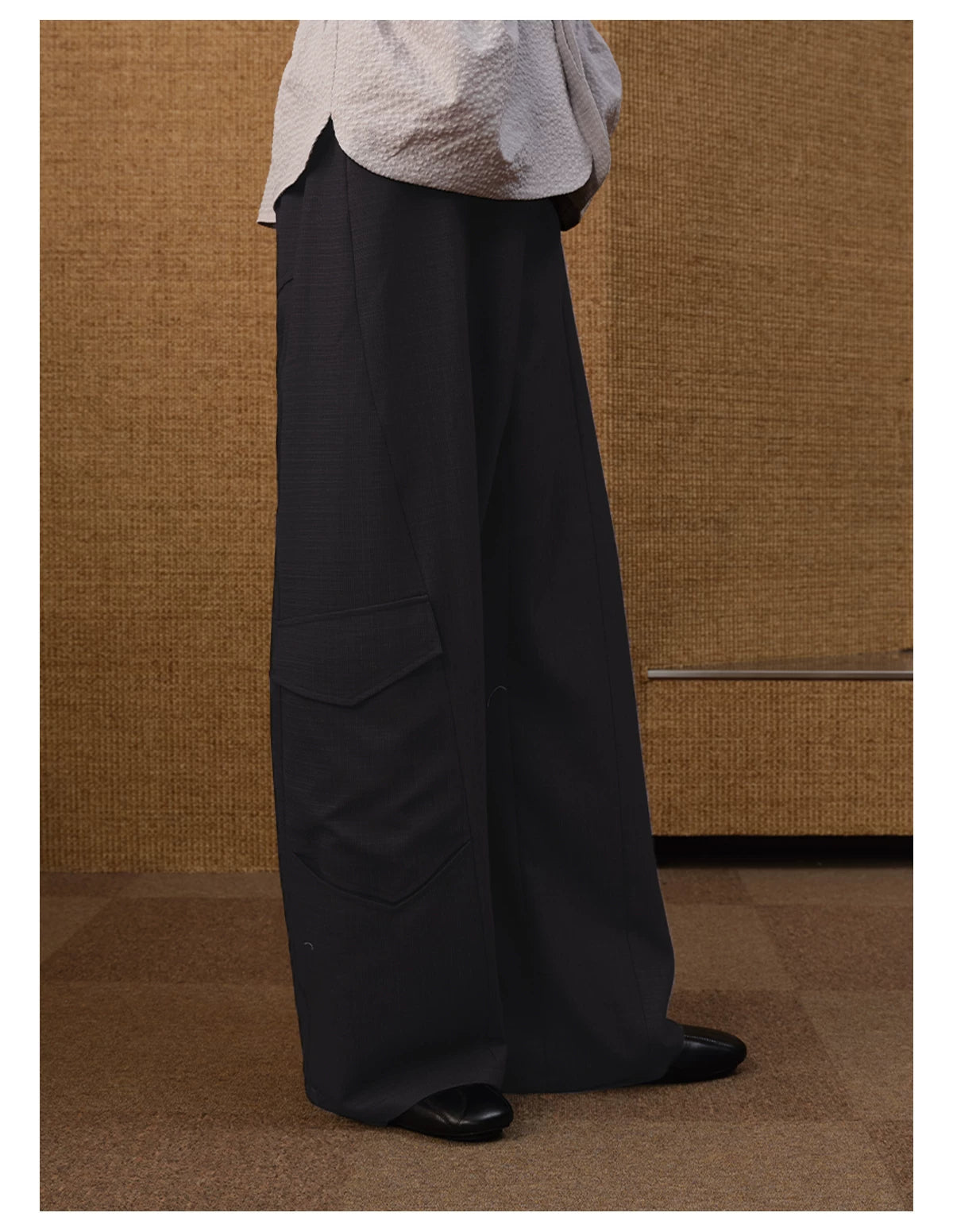 Wool Plaid Drop Crotch Cargo Pants