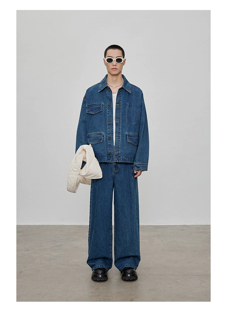 13 Oz Washed Straight Leg Jeans