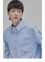 Blue White Striped Pocket Shirt