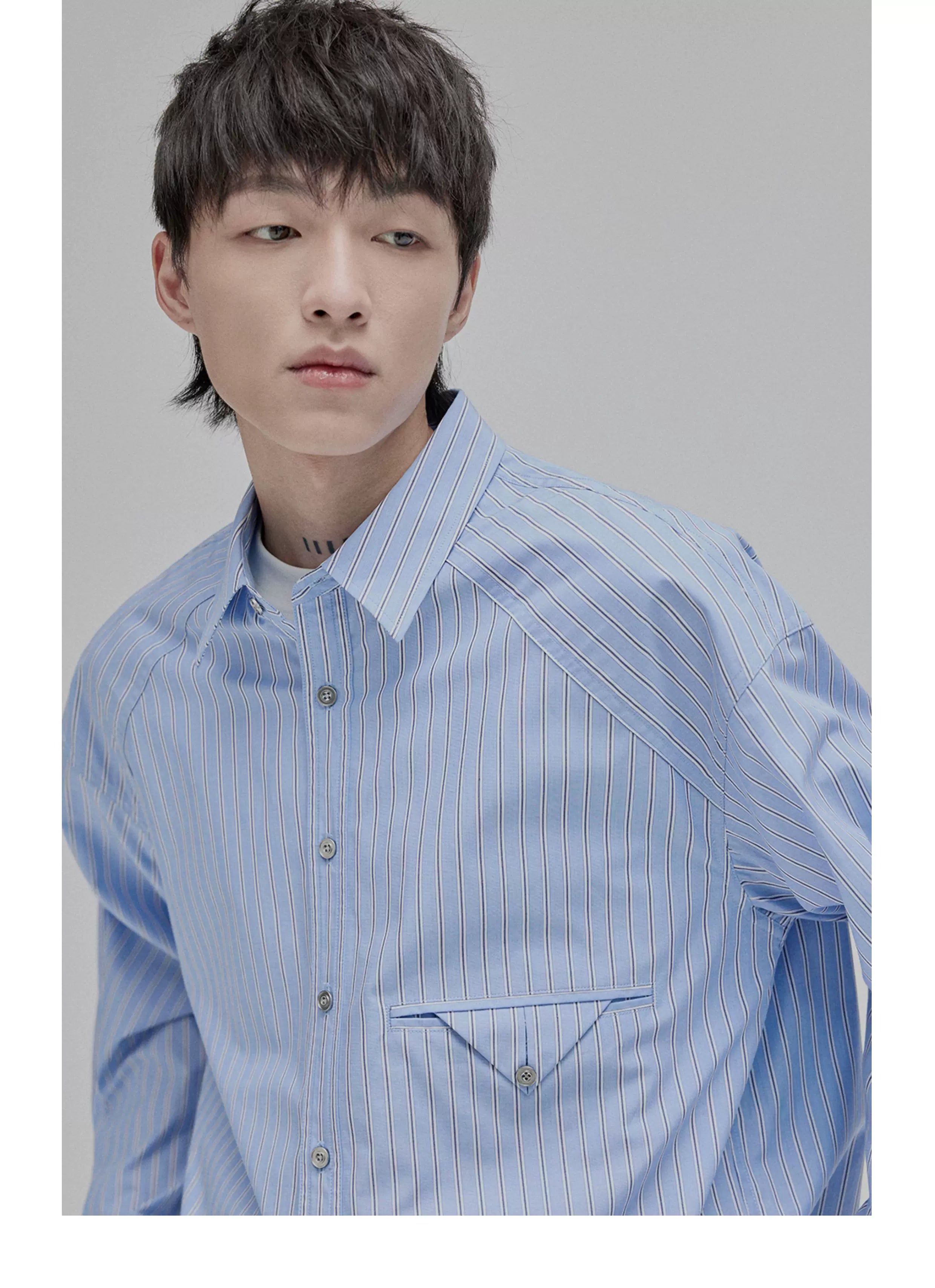 Blue White Striped Pocket Shirt